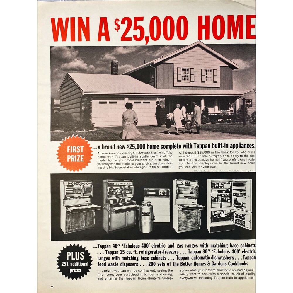 Tappan Built-in Appliances "Win a $25,000 Home with Tappan  Appliances" Ad '64
